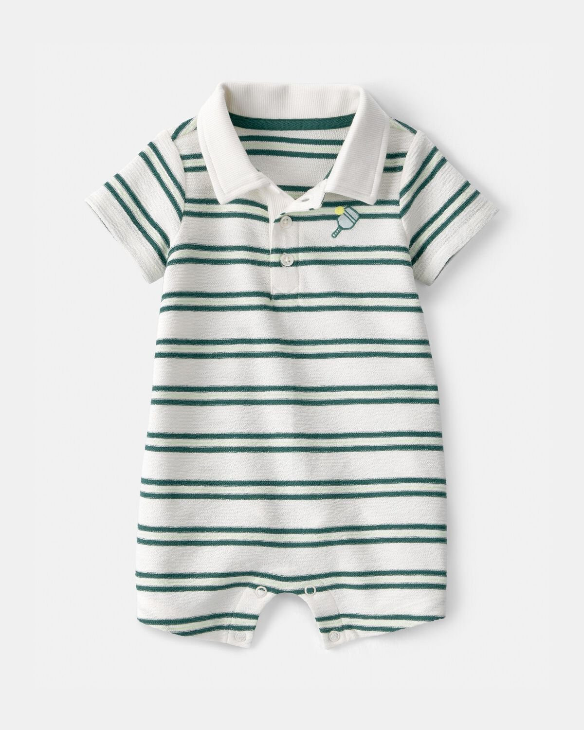 Baby Boy Pickleball Stripe Short-Sleeve Romper - Green/White | Carter's Inc