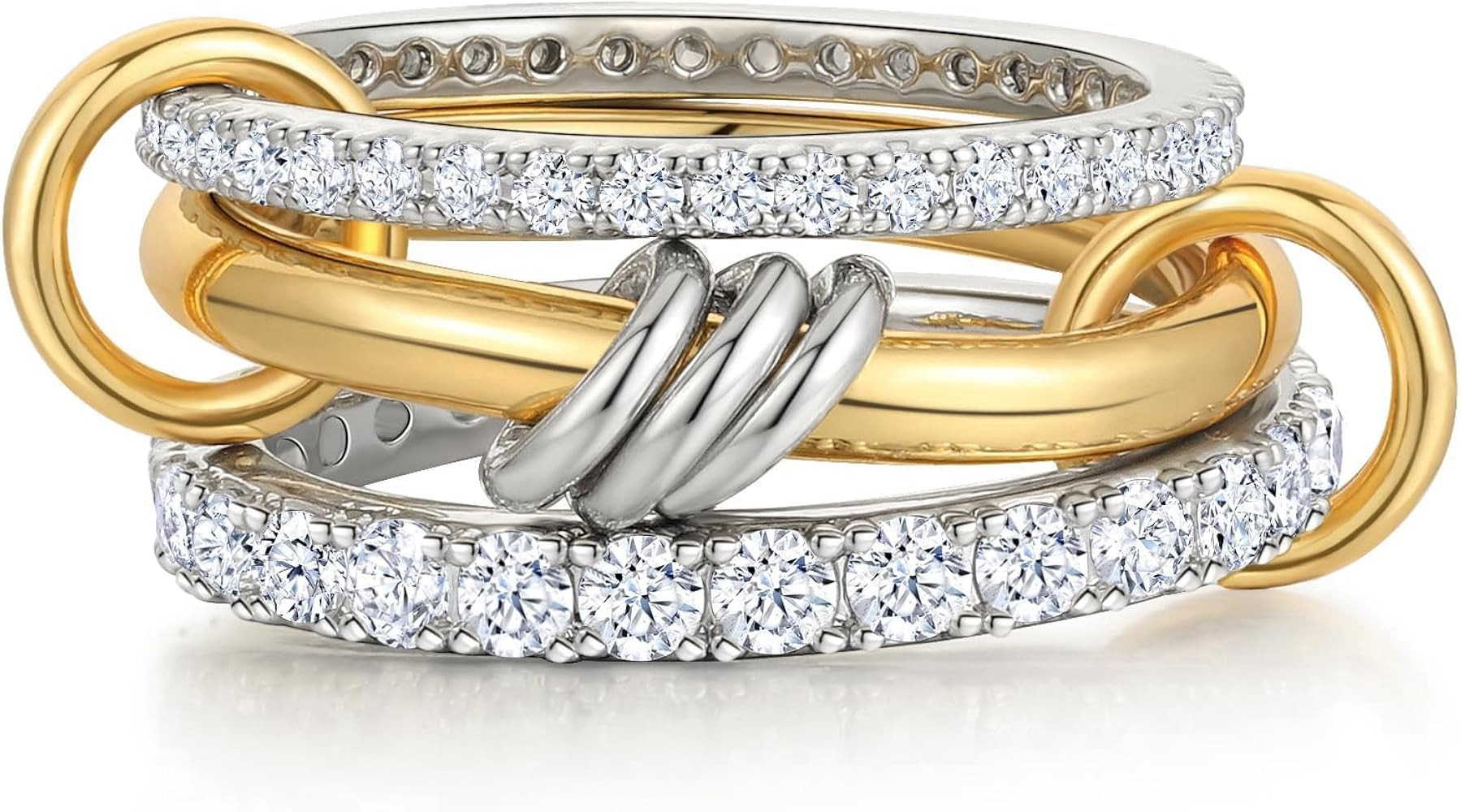 Gold Silver Rings for Women Non Tarnish 18K Gold Plated Stackable Rings Dainty Cubic Zirconia Rin... | Amazon (CA)