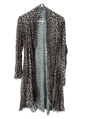 Comfy USA Cardigan Size XL Mesh Open Front Long Sleeve Leopard Animal Print Wild | eBay US
