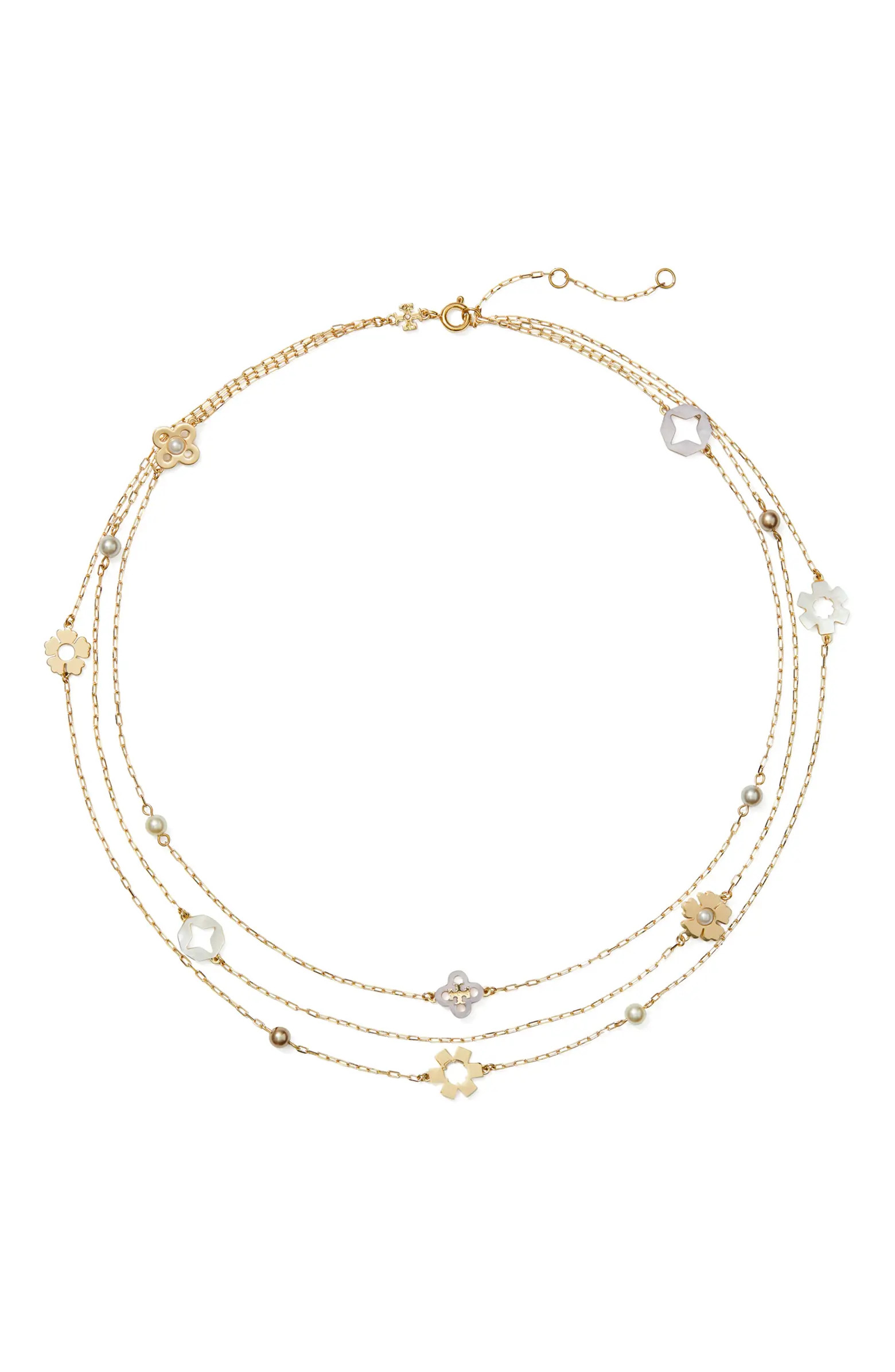 Tory Burch Triple Strand Station Necklace | Nordstrom | Nordstrom