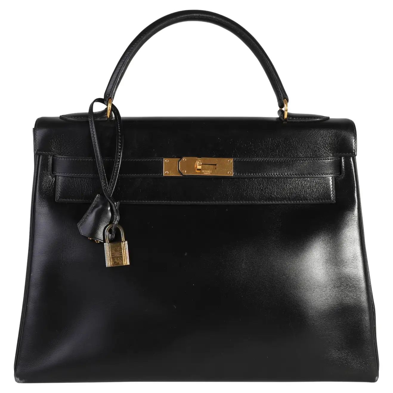 Hermès Vintage Black Box Calf Retourne Kelly 32 GHW | 1stDibs