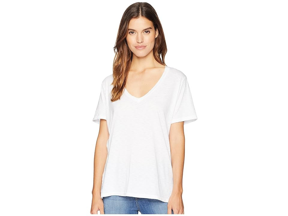 Michael Stars Supima(r) Cotton Slub V-Neck (White) Women's T Shirt | Zappos