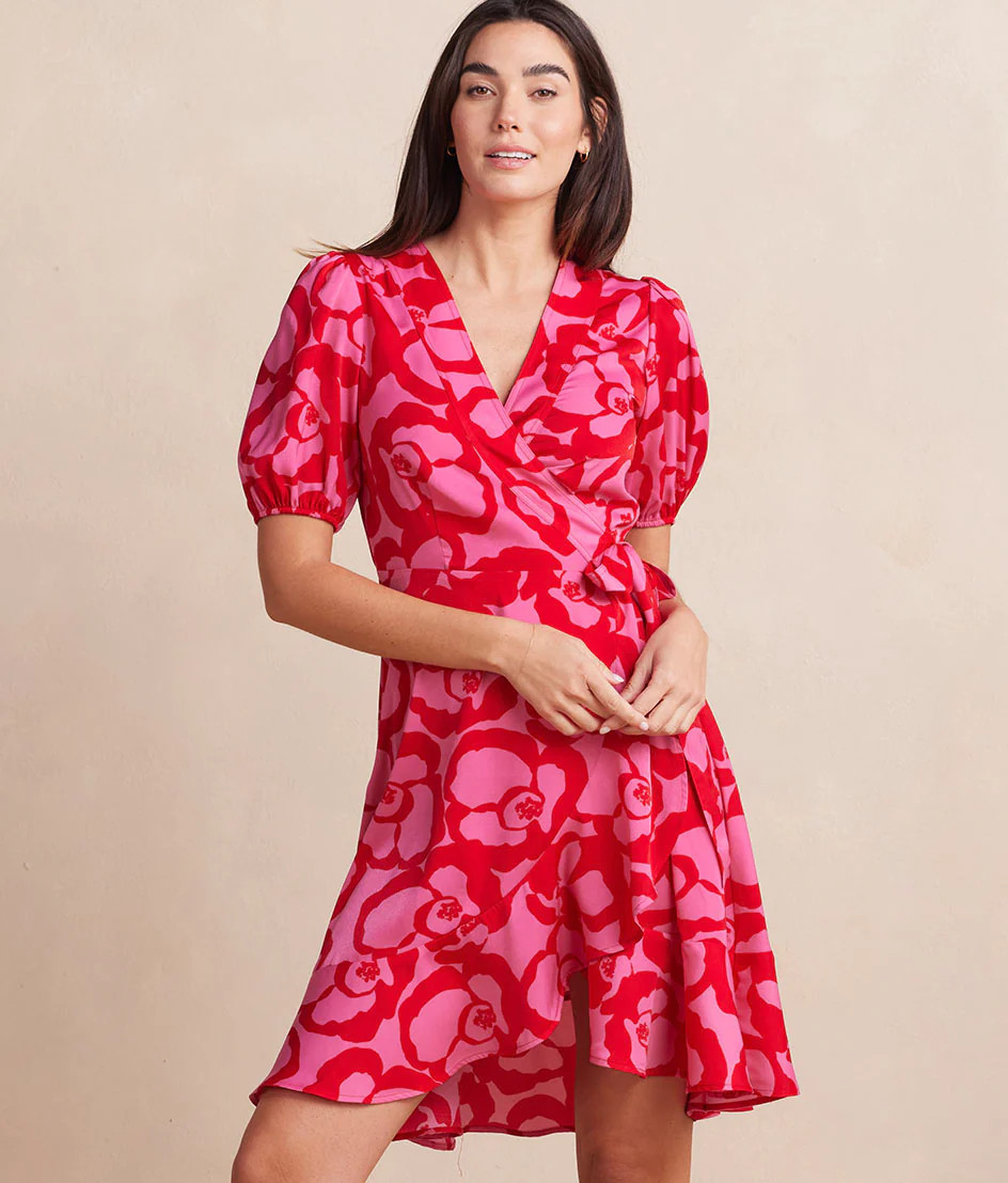 The Silky Luxe Puff Sleeve Beach to Brunch Wrap Dress | SummerSalt