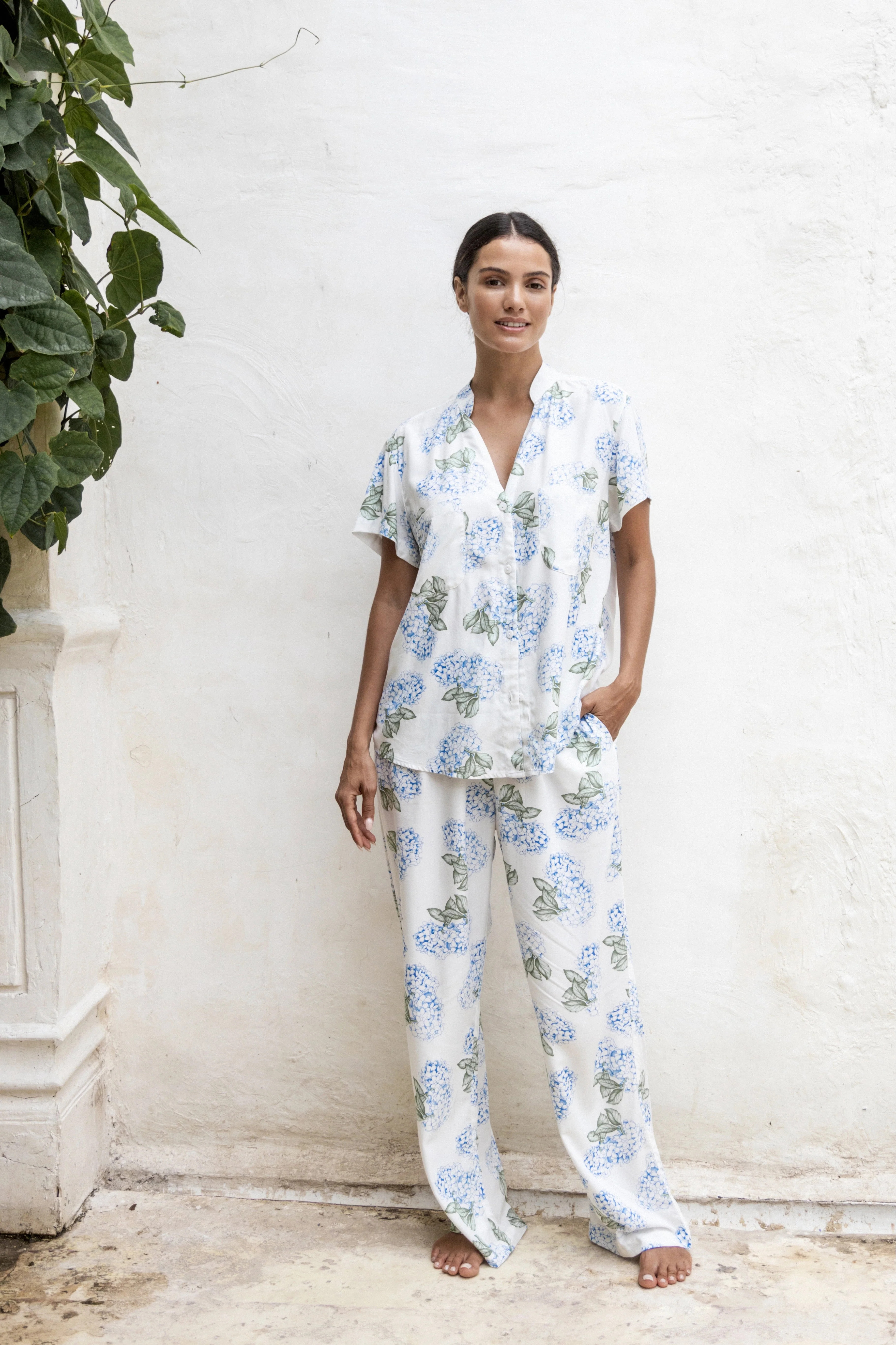 Maggie Pajama Set - Long Pants - Hydrangea Blue | Piyama US