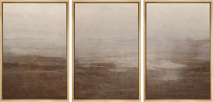 SIGNWIN Framed Canvas Print Wall Art Abstract Hazy Landscape Modern Minimalist Beige and Brown Na... | Amazon (US)