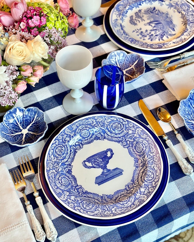 Classic blue and white summer table with a mix of new and old vintage plates cabbageware cabbage plats vintage glassware   

#LTKSummerEdit #LTKParties #LTKHome