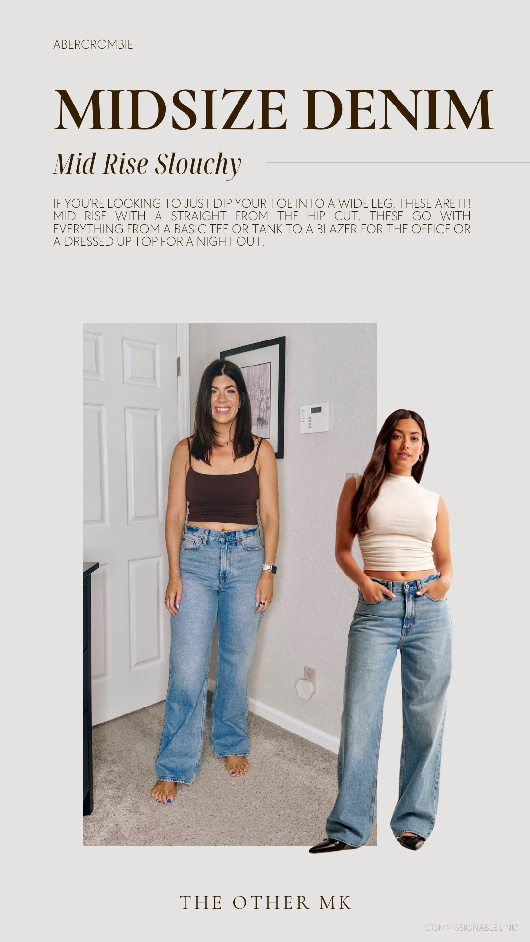 Wearing size 29 long curve and use code DENIMAF! 

if you’re looking to just dip your toe into a wide leg, these are it! Mid rise with a straight from the hip cut. These go with everything from a basic tee or tank to a blazer for the office or a dressed up top for a night out.

denim sale, fall jeans, fall denim, jeans on sale, midsize denim, Abercrombie jeans 

 

#LTKSeasonal #LTKSaleAlert #LTKMidsize