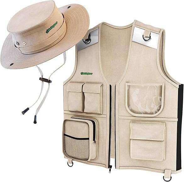 Kids Explorer Vest and Hat Costume - Backyard Safari Cargo Vest Kids Outdoor Activity - Gifts for... | Amazon (US)