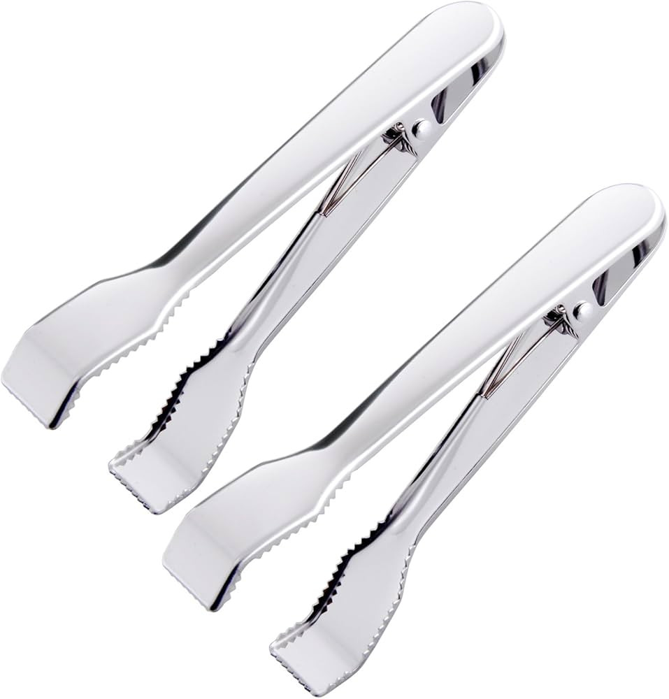 HINMAY Ice Tongs for Ice Bucket 6-3/4 Inch - Set of 2 - Premium 18/8 Stainless Steel Ice Tongs wi... | Amazon (US)