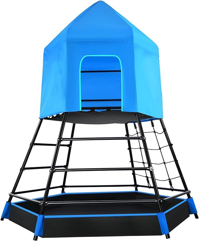 Hapfan Jungle Gym with Platform and Tent, Climbing Toys with Monkey Bars for Kids, Metal Outdoor ... | Amazon (US)
