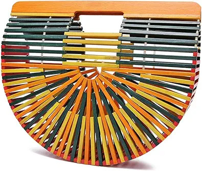 Fashion Bamboo Handbag Handmade Weave Beach bag for Womens | Amazon (US)