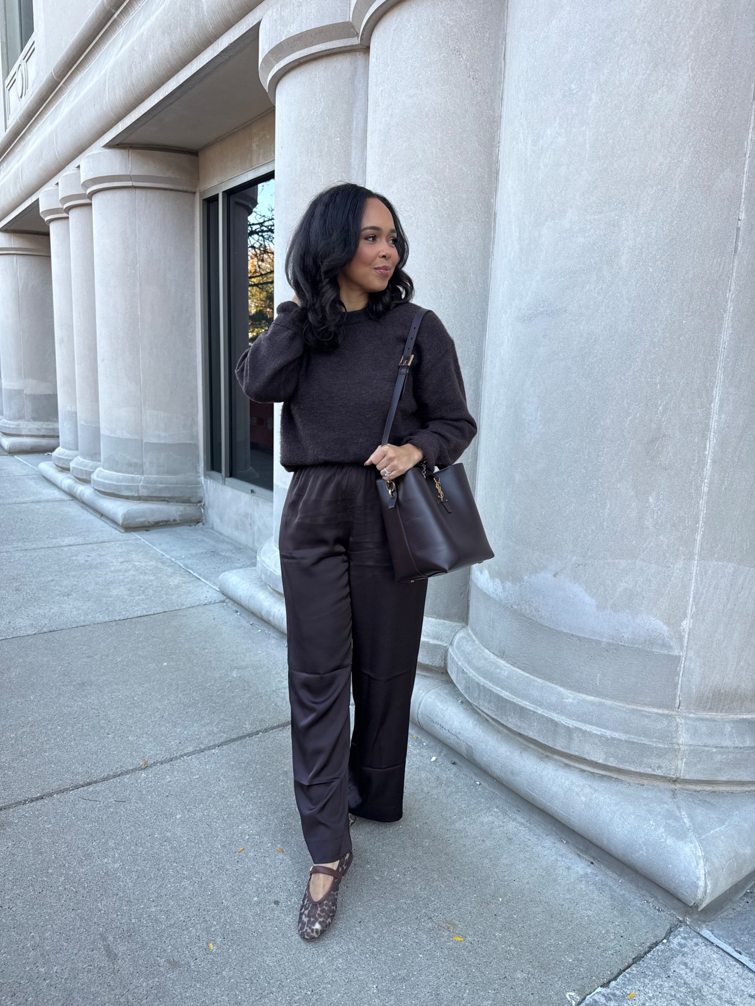 ME 🤝🏾 CHOCOLATE BROWN! One of my favorite fits right now for work, church, and fall gatherings! My satin pants & sweater keep selling out so I am liking similar options here and, will keep my eyes out for restock! My bag is Vivrelle and SARAHBENARD50 will give you 50% off your first month! 

#LTKSeasonal #LTKWorkwear #LTKItBag