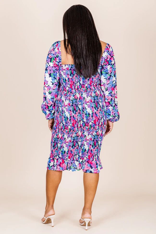 The Natalie Dress Floral Smocked Midi Dress - Natalie Kennedy X Pink Lily | Pink Lily