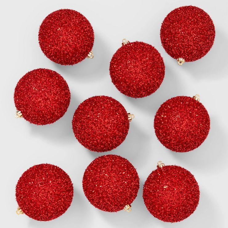 9ct Tinsel Ball Christmas Tree Ornament Set - Wondershop™ | Target