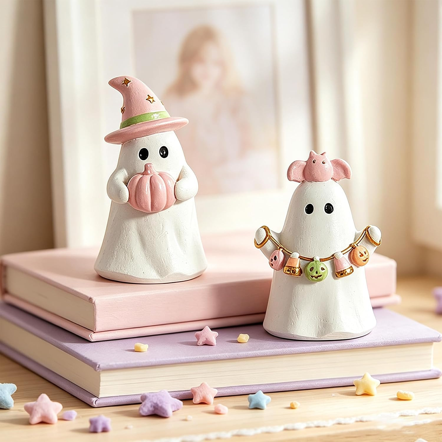 WDS WONDROUS Halloween Decor Indoor, Pastel Pink Ghost Decorations for Home | Amazon (US)