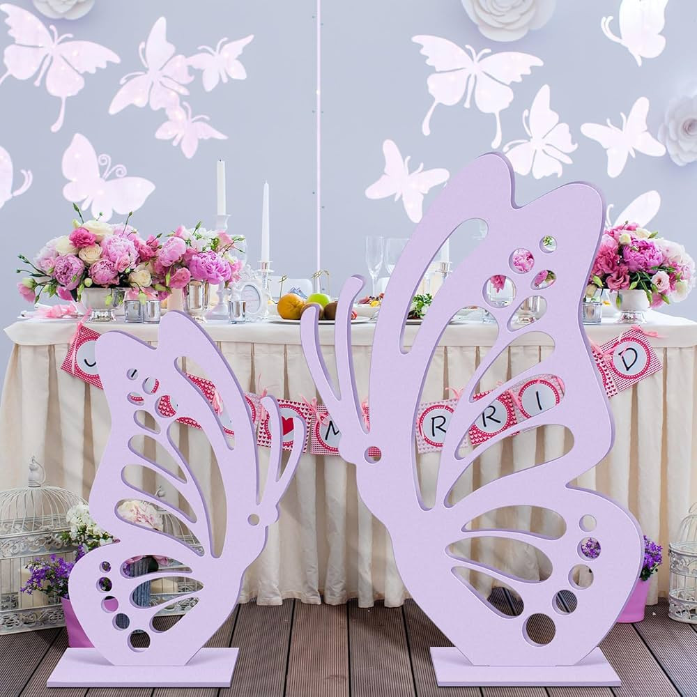 Large Wooden Butterfly Decoration 2.95 ft and 1.97 ft Butterfly Shape Craft Wood Decoupage Slices... | Amazon (US)