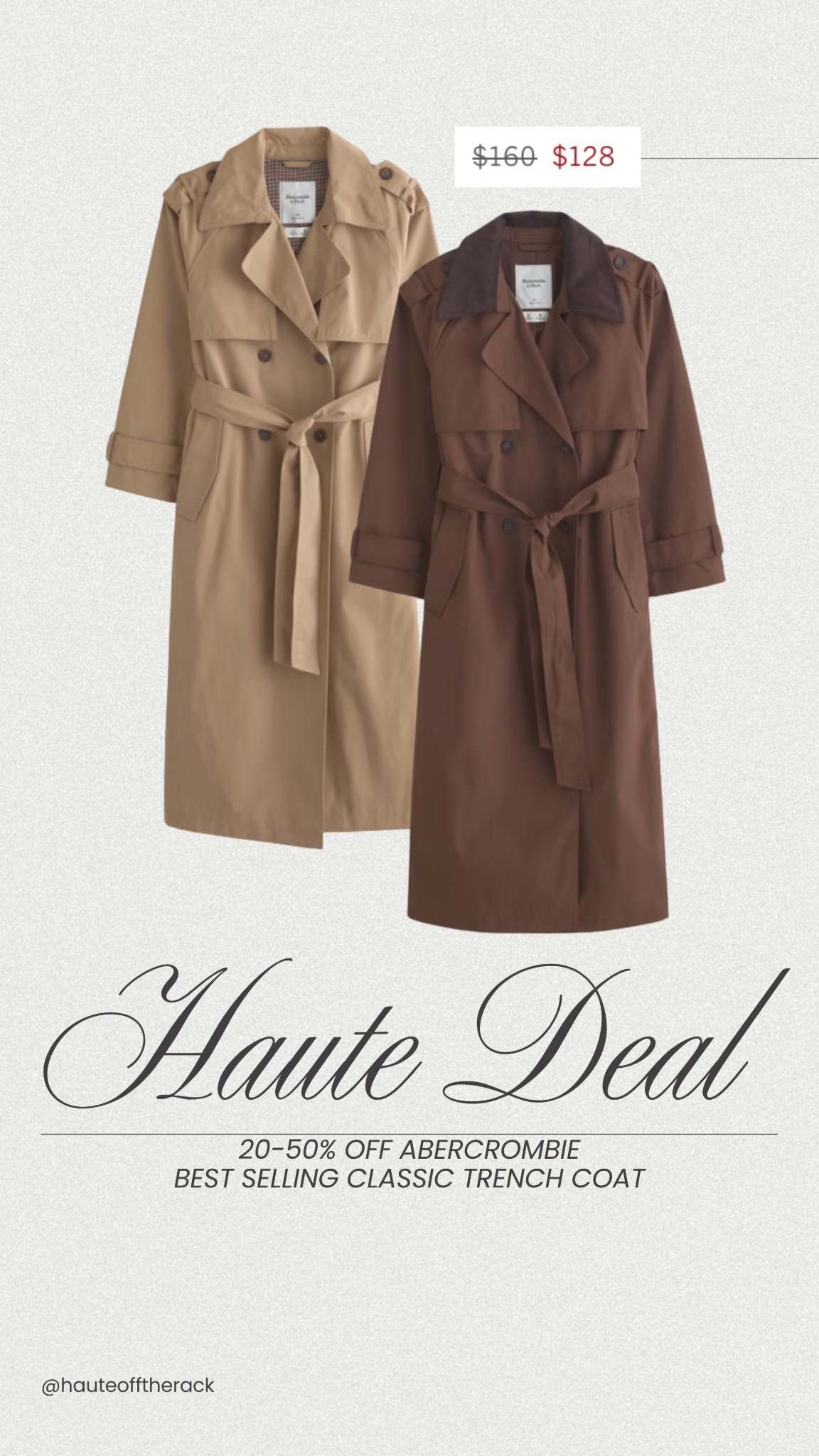 Haute deal on this best selling classic trench coat on Abercrombie!

+ right now take 20-50% off almost everything on Abercrombie 

#abercrombie #trenchcoat #dailydeal #camelcoat #browncoat

#LTKSeasonal #LTKSaleAlert