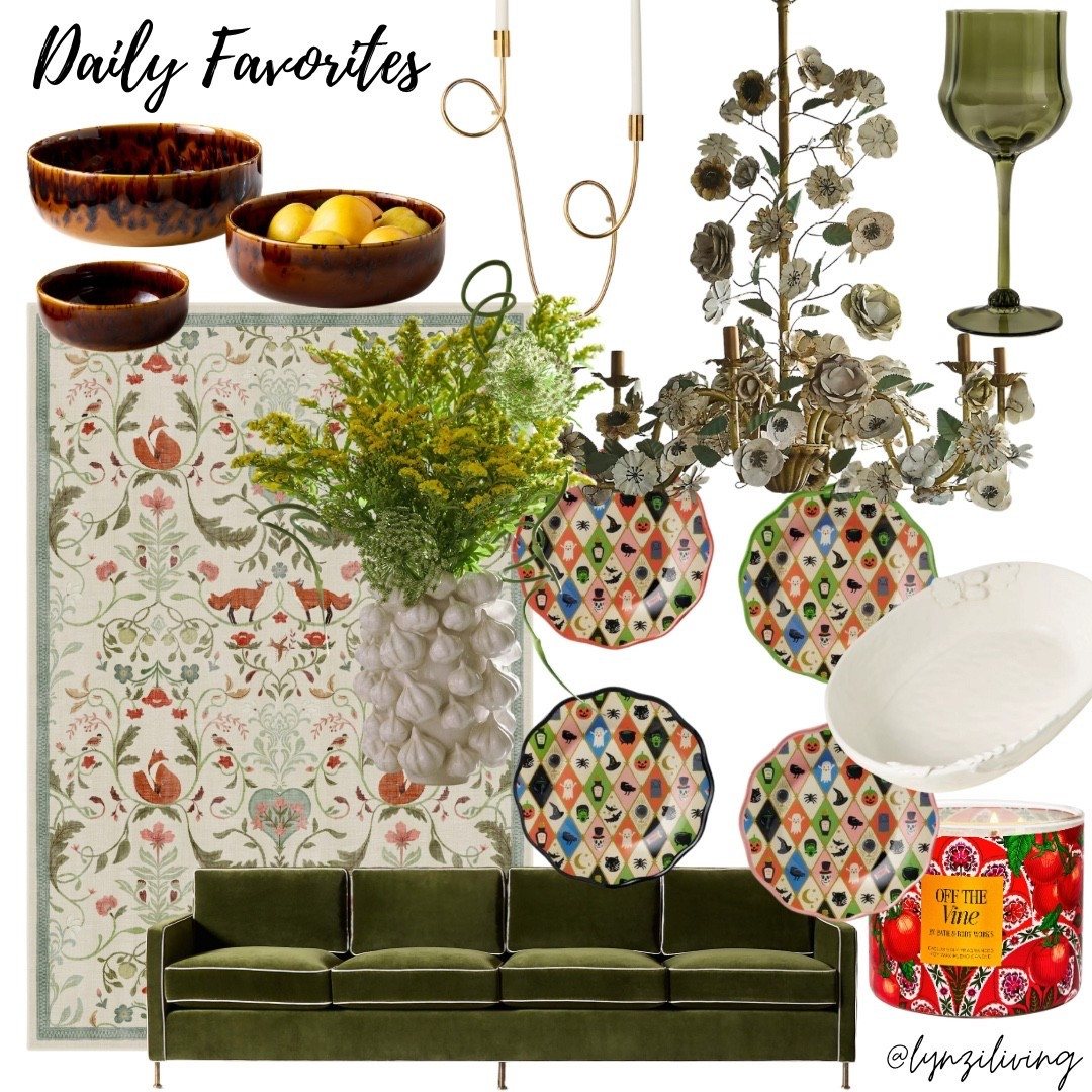 Daily Favorites

Brown bowls, brown dinnerware, cottagecore area rug, fox area rug, beautiful area rug, green area rug, green couch, velvet couch, tomato candle, Halloween dinner plates, melamine plate, melamine Halloween plates, green wine glass, floral chandelier, metal chandelier, Garlic vase, veggie vase, gold candle sconces, modern candle sconces, fall
serving bowl, white serving bowl


#LTKSeasonal #LTKHome