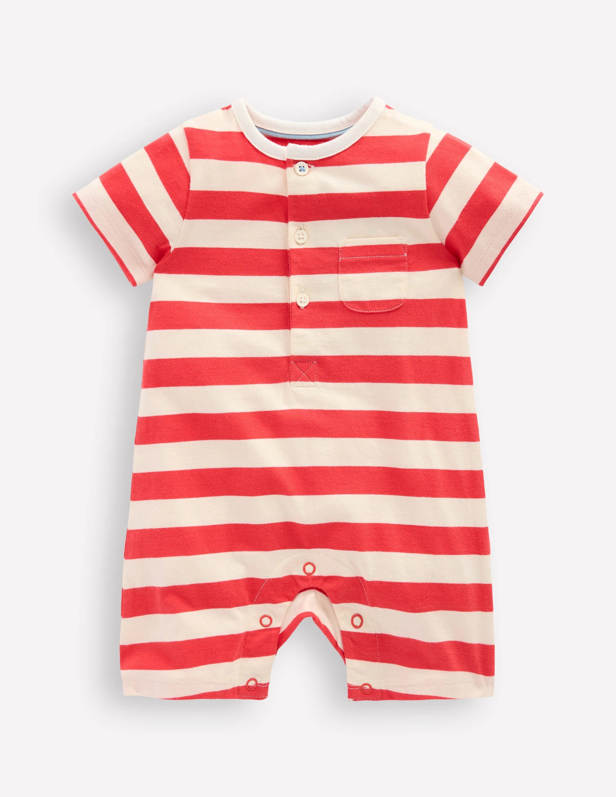 Jersey Romper-Jam Red and Ivory Stripe | Boden (US)