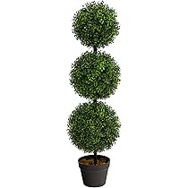 Nearly Natural 36in Artificial Triple Ball Boxwood Topiary Tree - Indoor Outdoor Realistic Faux G... | Amazon (US)