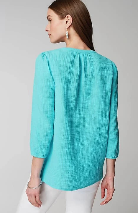 Cotton-Gauze Popover Top | J. Jill
