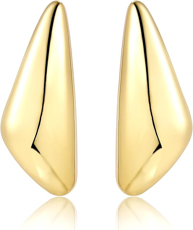 Chunky Gold Dangle Earrings For Women Gold Plated Statement Earrings Large Minimalist Geometric L... | Amazon (US)