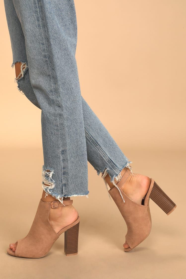 Budding Romance Camel Suede Peep-Toe Booties | Lulus (US)