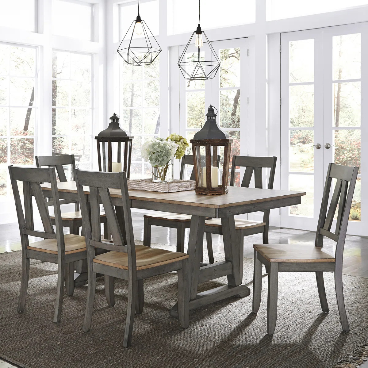 Keswick 6 Person Trestle Dining Table Set w/ 18" Butterfly Leaf | Wayfair North America