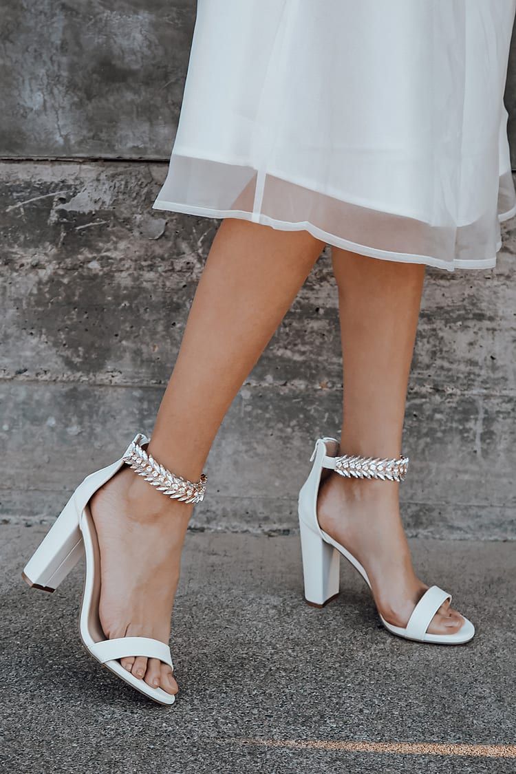 Mylan White Ankle Strap Heels | Lulus