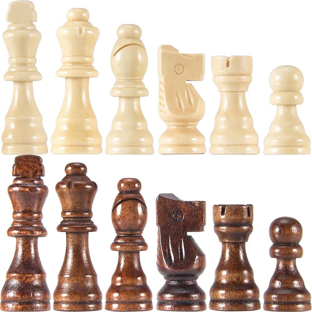 AMEROUS Wooden Chess Pieces Only, 32 Pieses Standard Tournamen Staunton Wood Chessmen - 3.05" Kin... | Amazon (US)