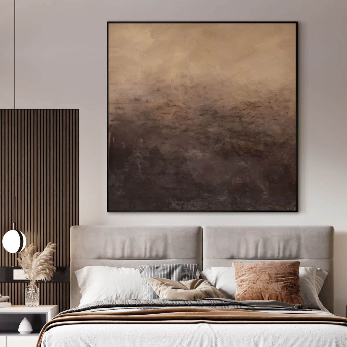 Abstract Landscape Rustic Brown Illustrations Extra Large Framed Wall Art - Digital Print (Frame ... | Wayfair North America