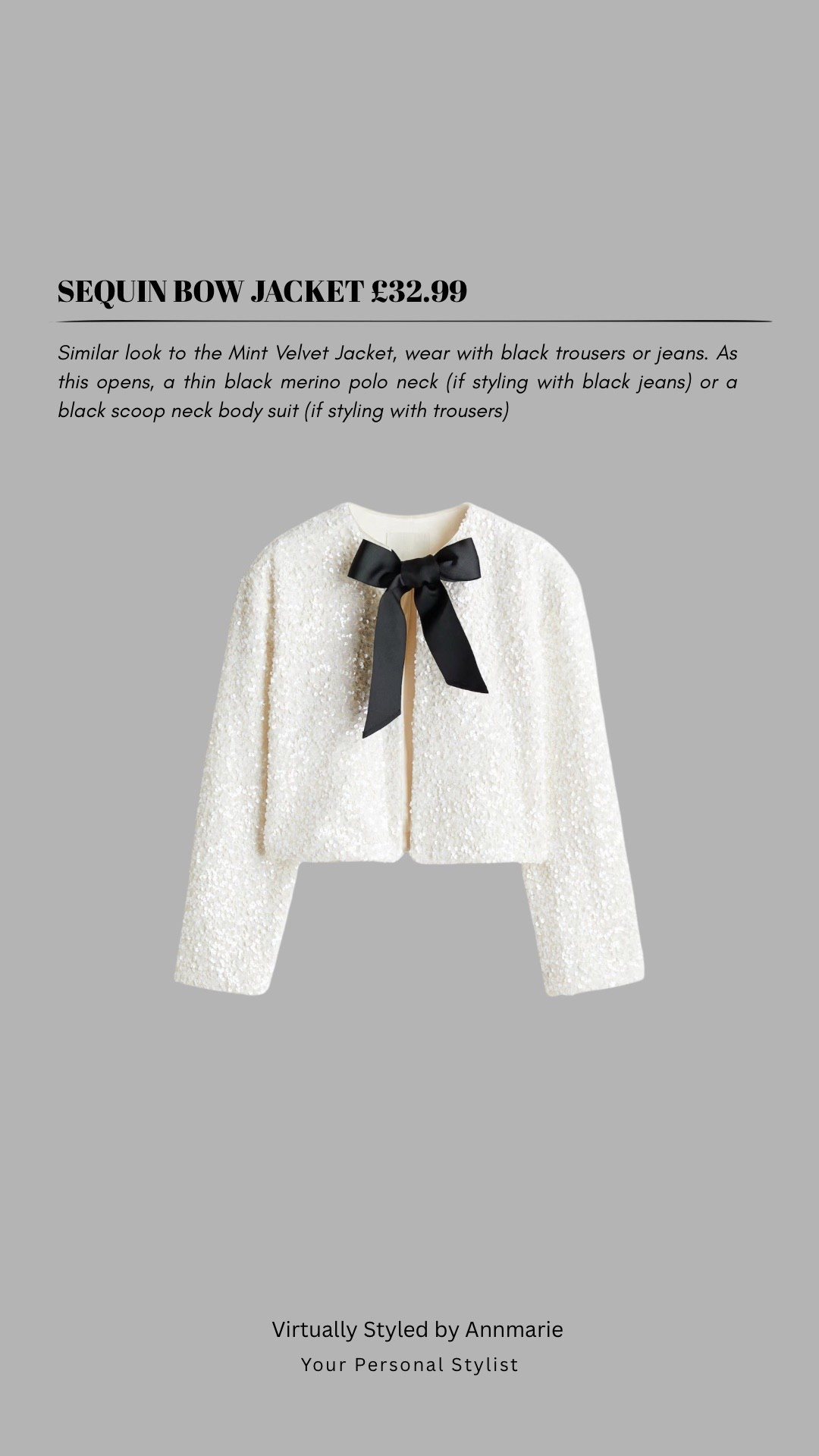 Sequin bow jacket 

#LTKfestive #LTKdatenight #LTKstyletip