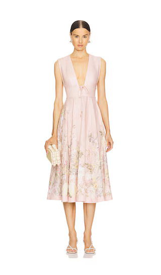 Wavelry Plunge Midi Dress in Pink Floral | Revolve Clothing (Global)