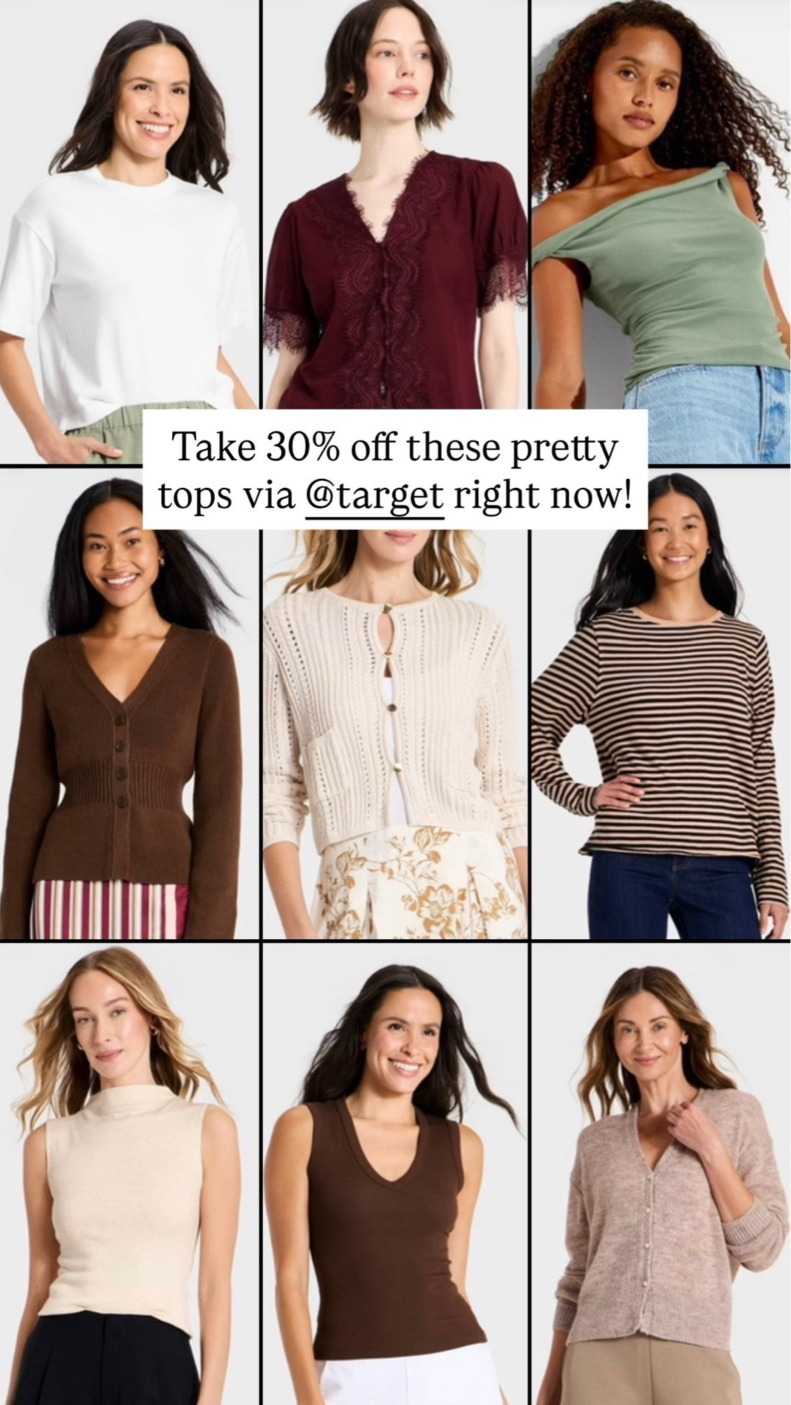 Take 30% off these @Target tops right now!! Such a good deal!

#LTKootd #LTKSaleAlert #LTKSeasonal