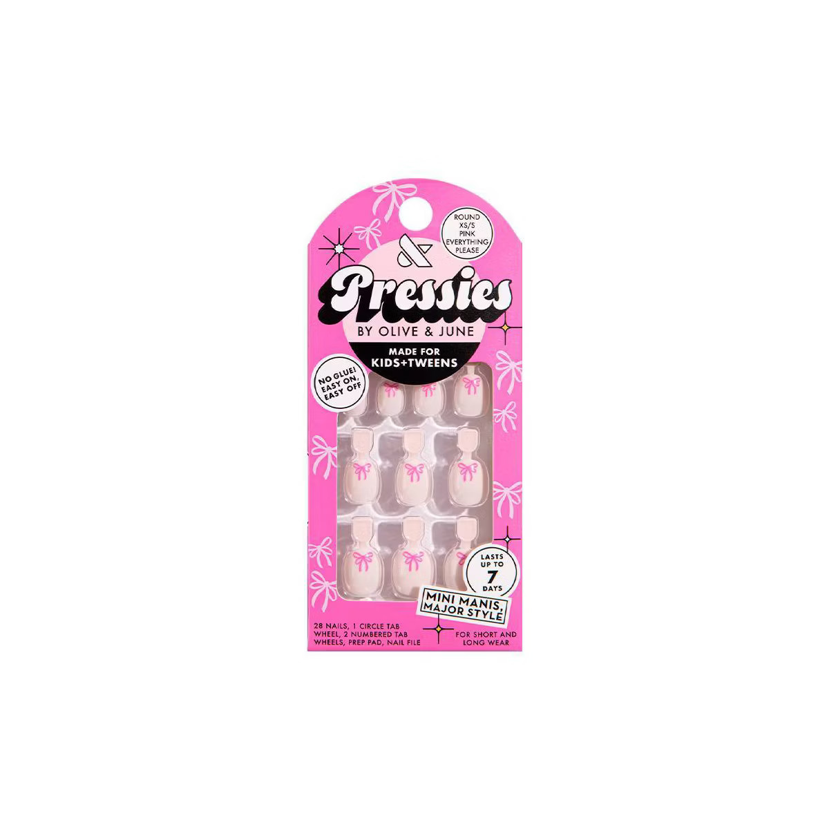 Olive &amp; June Pressies Fake Nails - XS Round - Pink Everything Please - 28ct | Target