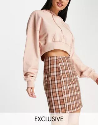 Vero Moda FRSH mini skirt in tan check | ASOS UK