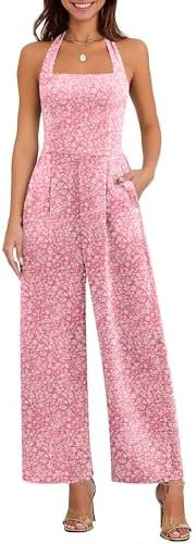 ANRABESS One Piece Jumpsuits for Women Summer Off Shoulder Halter Wide Leg Dressy Casual Rmpers 2... | Amazon (US)