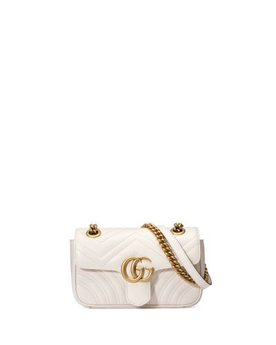 GG Marmont 2.0 Small Quilted Crossbody Bag, White | Neiman Marcus