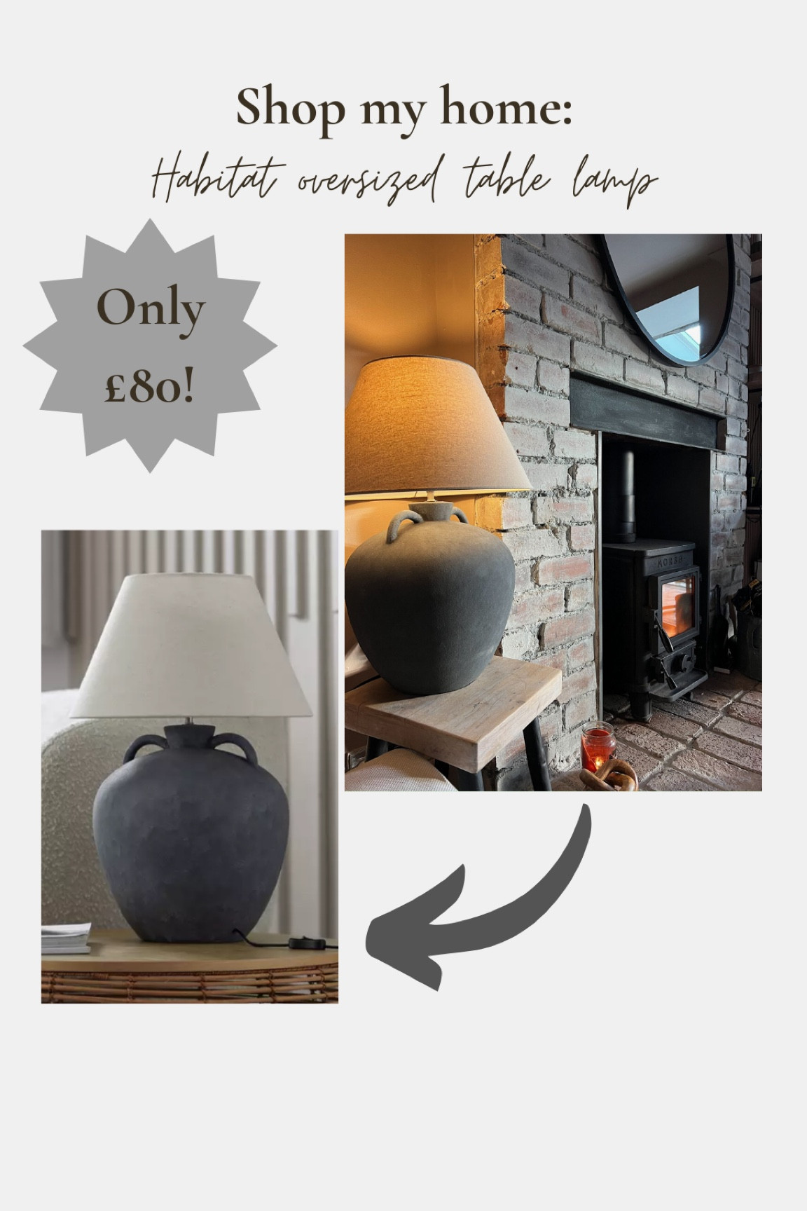 Shop my home: Habitat oversized table lamp 🤍 #TableLamp #ShopmyHome #Under100

#LTKSeasonal #LTKfindsunder100 #LTKhome