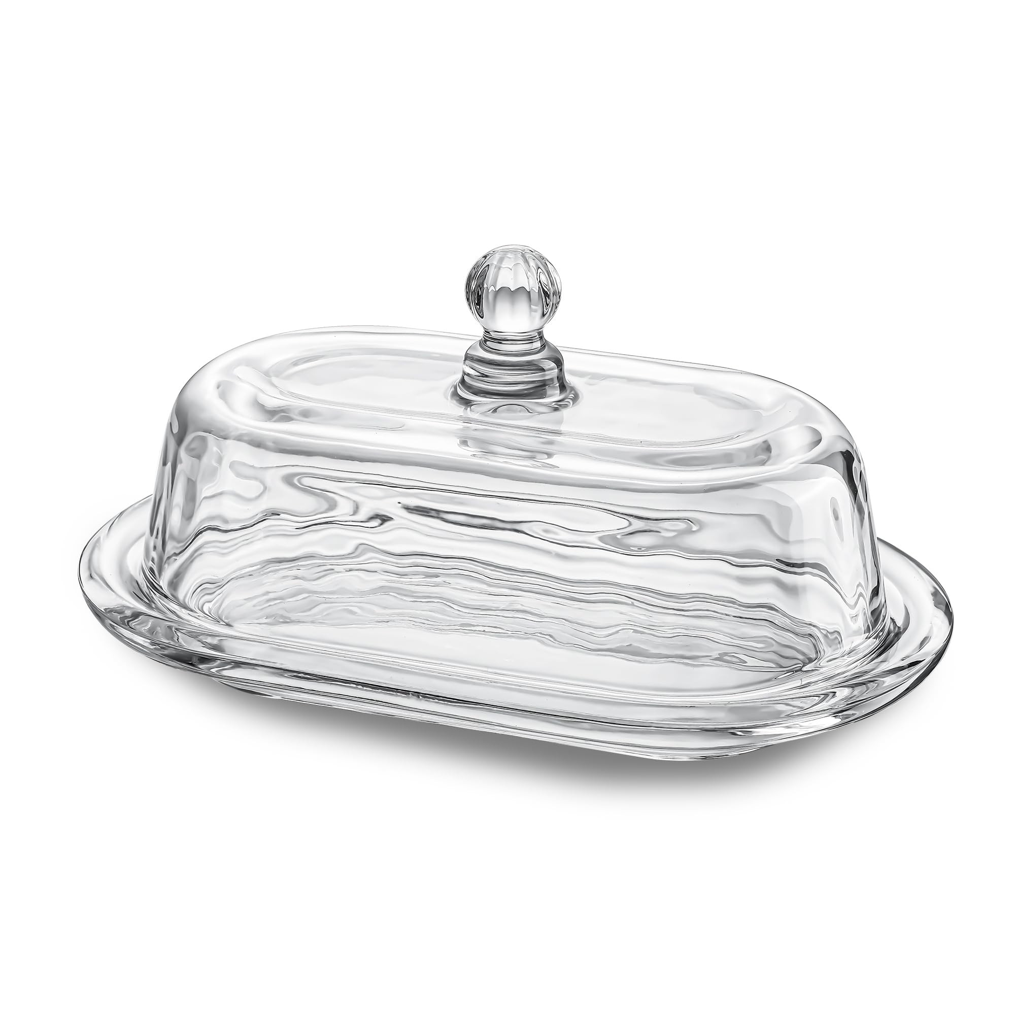 7 inch Glass Butter Dish with Lid, Clear Covered Butter Dish for Countertop, Elegant Butter Holder for Kitchen Dining Table Decor | Amazon (US)