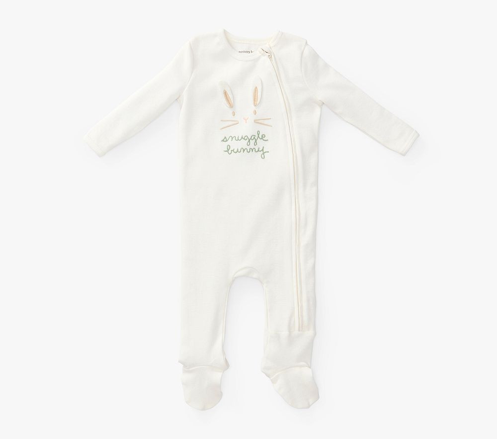 Organic Snuggle Bunny Baby Pajama , 0-3 Months , Multi | Pottery Barn Kids