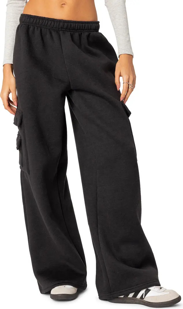EDIKTED Wide Leg Cotton Cargo Sweatpants | Nordstrom | Nordstrom