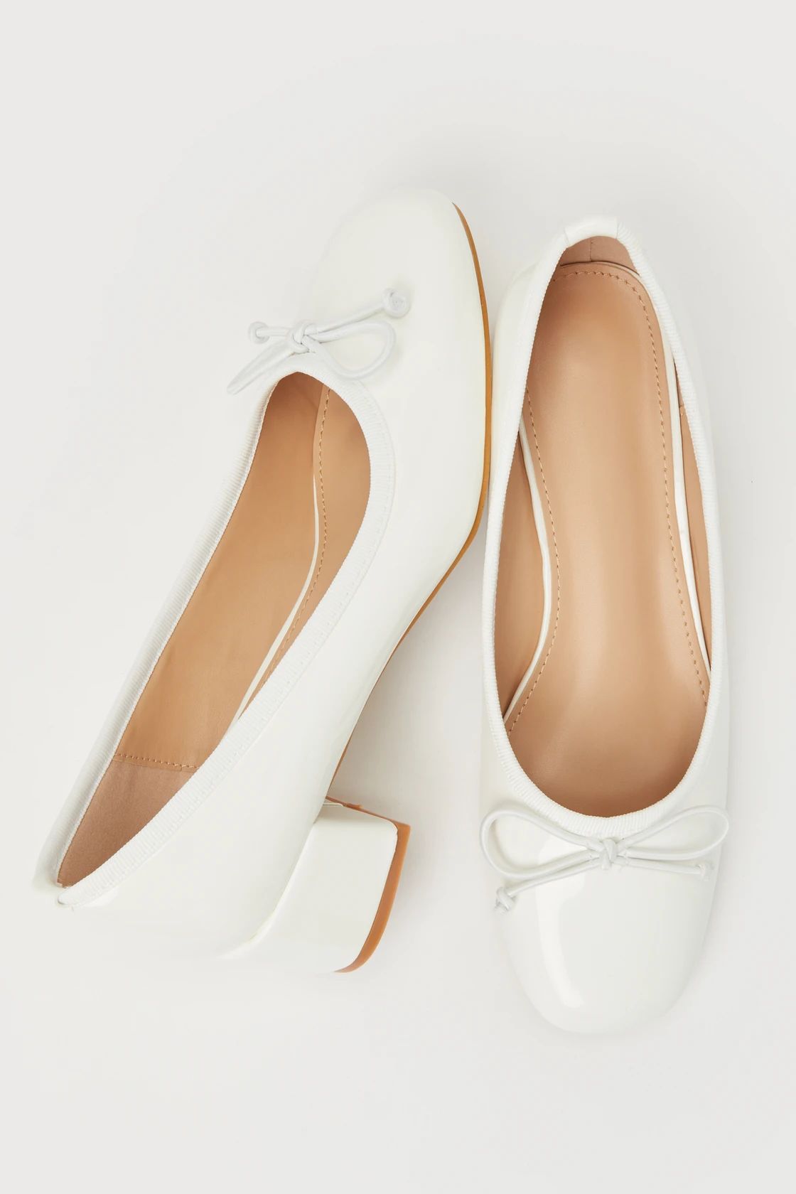 Dreya White Patent Bow Low Heel Pumps | Lulus (US)