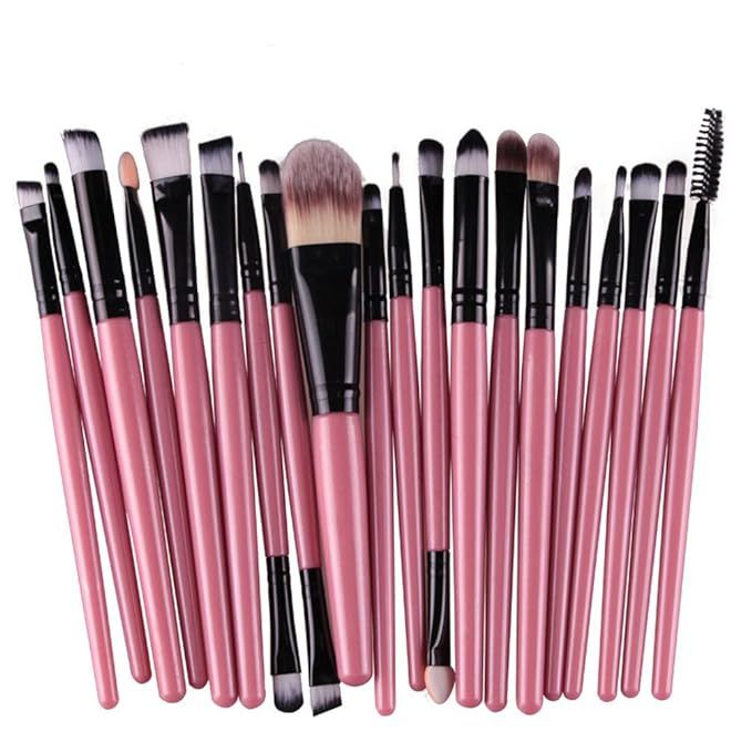 KOLIGHT 20 Pcs Pro Makeup Set Powder Foundation Eyeshadow Eyeliner Lip Cosmetic Brushes (Black+Pi... | Amazon (US)