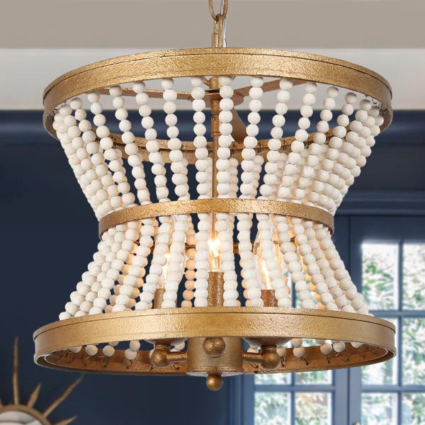 Hatfrneld 3 - Light Drum Chandelier with Beaded Accents | Wayfair North America