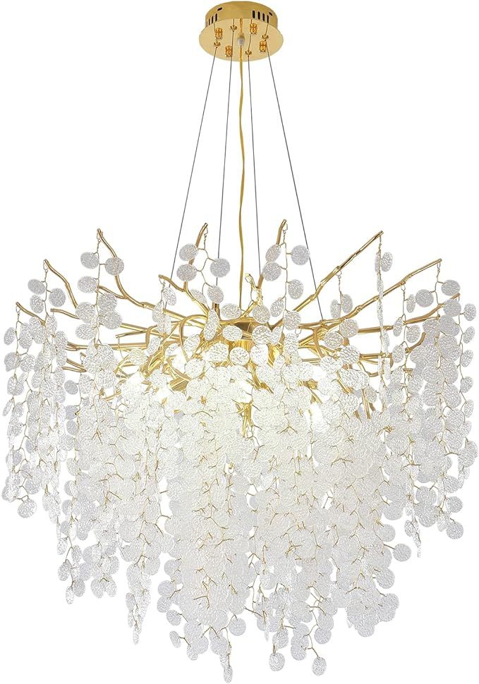 DOYFDOX Gold Modern Crystal Chandelier Money Tree Branch Chandelier D31.5'' 12 Lights for Dining ... | Amazon (US)