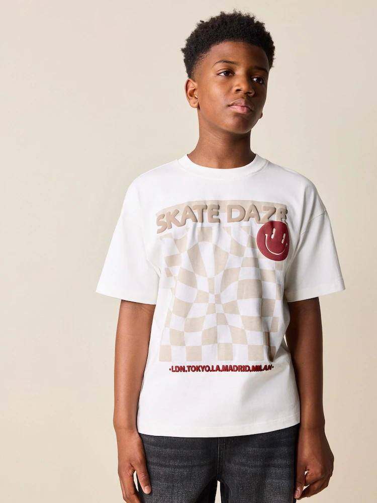 Ecru Skate Short Sleeve Graphic T-Shirt (3-16yrs) | Next US