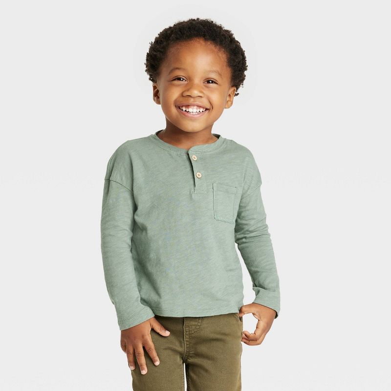 Grayson Collective Toddler Long Sleeve Henley T-Shirt - Green | Target