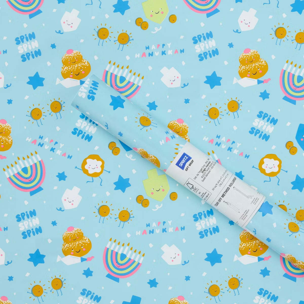 240"x30" Bulk Hanukkah Gift Wrapping Paper Light Blue - Spritz™ | Target