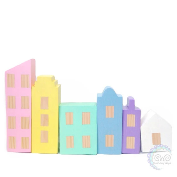 peg doll blocks, the pastel collection: pastel city blocks set | Etsy (US)